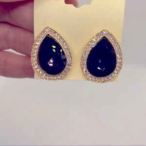 Earrings crystal deep amethyst blackish clip ons!